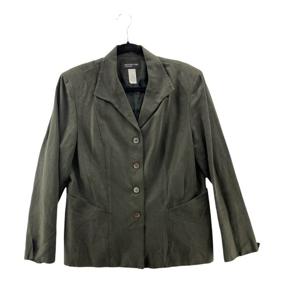 Jones New York Women Suit Jacket Blazer Dark Green Pockets Long Sleeve Button 16 - Picture 1 of 8